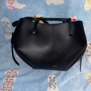 Polene Black Shoulder Bag with Geometric Design